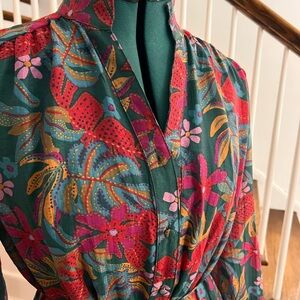 Cute Floral Green and Red Women's Dress